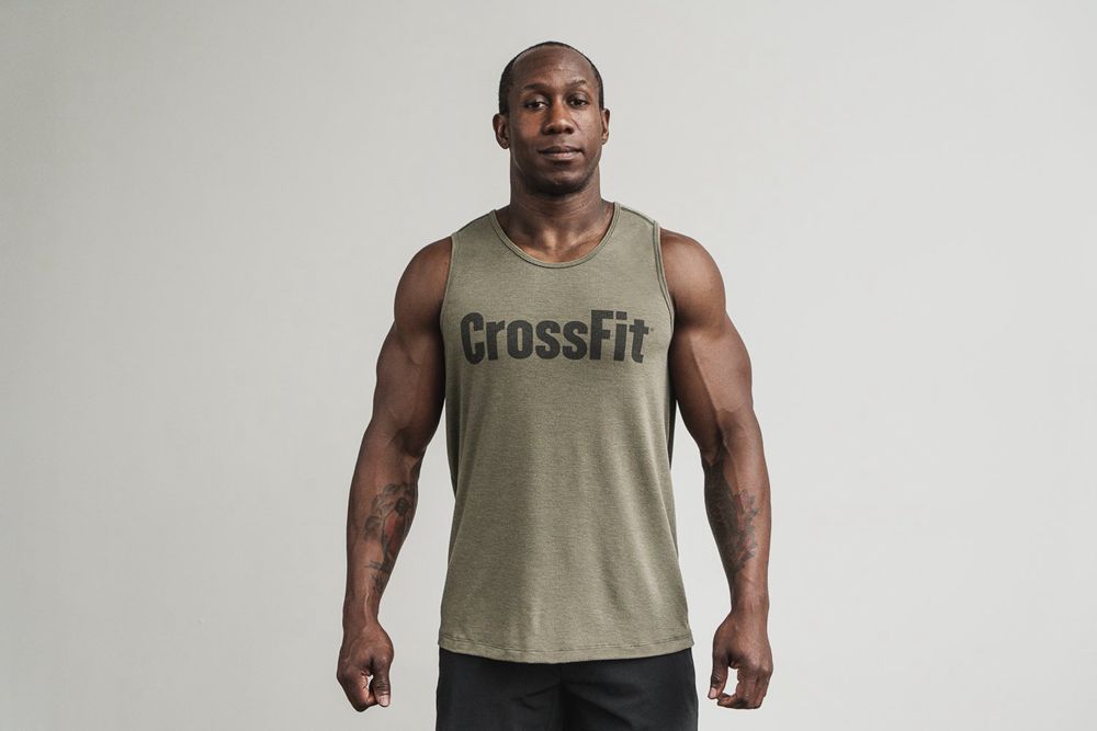 NOBULL Men's Crossfit® Tank Tops - Army Green - Ireland (4913LJUBH)